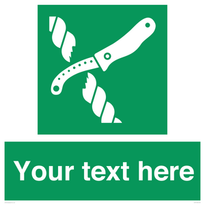 Custom sign safe condition Liferaft knife